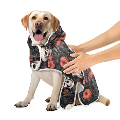 Halloween Schädel Rote Mohnblumen Robe für Haustiere Nette Hundekleidung Super Saugfähig Schnell Trocknend Katze Handtücher Robe, M Halloween Schädel Rote Mohnblumen Robe für Haustiere Nette Hundekleidung Super Saugfähig Schnell Trocknend Katze Handtücher Robe, M von CHIFIGNO