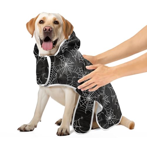 Halloween Spiderwebs Black Super Absorbent Robe for Pets Bath Towel Robe Adjustable Collar & Waist Quick Drying Dog Bath Supplies, S Halloween Spiderwebs Black Super Absorbent Robe for Pets Bath Towel Robe Adjustable Collar & Waist Quick Drying Dog Bath Supplies, S von CHIFIGNO