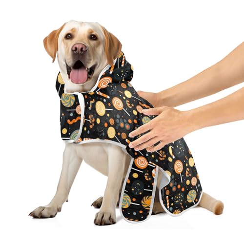 Halloween Süßigkeiten Hund Trocknen Mantel Saugfähige Hund Badetücher Maschine Waschbar Schnell Trocknende Katze Handtücher Robe, S von CHIFIGNO