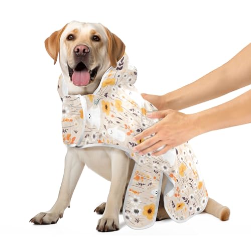 Halloween Thema Niedliche Blumen Hundebademantel mit magischem Aufkleber Halsband Hund Trocknungsmantel Saugfähig Schnell Trocknend Hundebademantel zum Trocknen von Hunden, S Halloween Thema Niedliche Blumen Hundebademantel mit magischem Aufkleber Halsband Hund Trocknungsmantel Saugfähig Schnell Trocknend Hundebademantel zum Trocknen von Hunden, S von CHIFIGNO