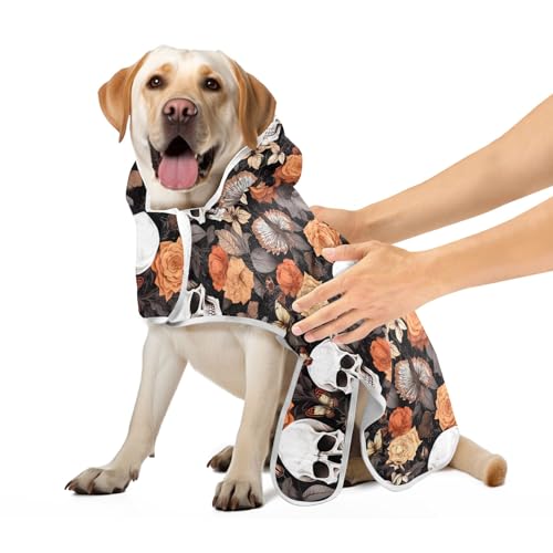 Halloween Totenköpfe Blumen Schmetterlinge Hundebademantel Saugfähig Schnell Trocknend Hund Bademantel Handtuch Maschinenwaschbar Haustierbedarf für Katzen Hunde, S Halloween Totenköpfe Blumen Schmetterlinge Hundebademantel Saugfähig Schnell Trocknend Hund Bademantel Handtuch Maschinenwaschbar Haustierbedarf für Katzen Hunde, S von CHIFIGNO