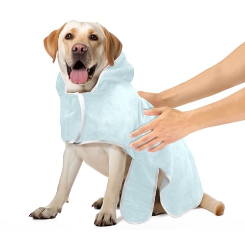 Hellblauer saugfähiger Haustier-Bademantel Hundebadetuch maschinenwaschbar schnell trocknende Hundehandtücher zum Trocknen von Hunden, M von CHIFIGNO