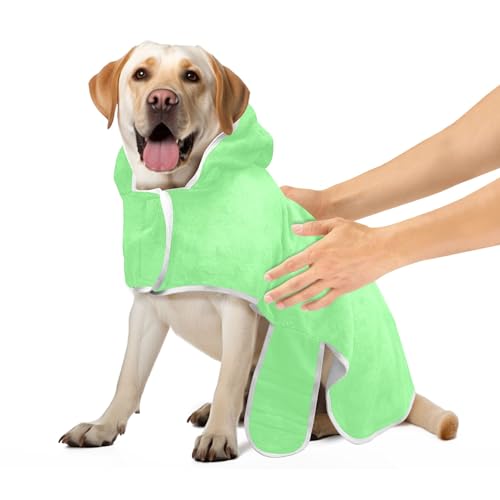 Hellgrüne Hundemäntel für nach dem Bad, saugfähig, schnell trocknend, Hundehandtuch, Robe, verstellbarer Kragen und Bauchgurt, saugfähiges Hundehandtuch, M Hellgrüne Hundemäntel für nach dem Bad, saugfähig, schnell trocknend, Hundehandtuch, Robe, verstellbarer Kragen und Bauchgurt, saugfähiges Hundehandtuch, M von CHIFIGNO