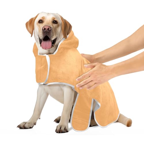 Honey Orange Bademantel für Hunde und Katzen Leichte Schnell Trocknende Hundebadetücher Verstellbarer Kragen & Taille Katzenhandtücher Robe, M von CHIFIGNO