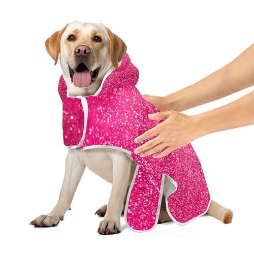 Hot Pink Glitter Dog Robe Absorbent Dog Clothing Adjustable Collar & Waist Quick Drying Dog Towel Wrap, M Hot Pink Glitter Dog Robe Absorbent Dog Clothing Adjustable Collar & Waist Quick Drying Dog Towel Wrap, M von CHIFIGNO