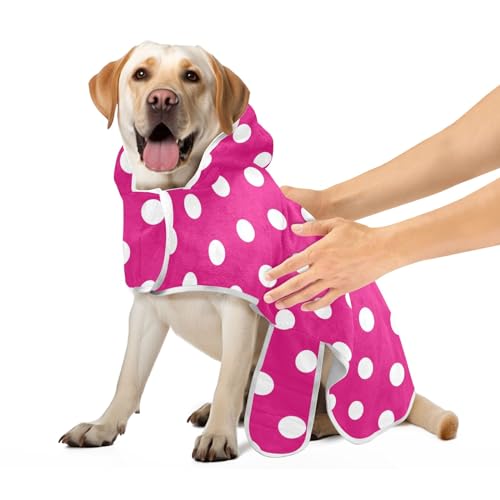 Hot Pink Polka Dot Dog Drying Coat Lightweight Fast Drying Dog Towel Cute Dog Towels for Drying Dogs, S von CHIFIGNO
