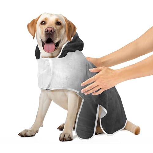 Hunde-Bademantel, Schwarz / Weiß, Farbverlauf, leicht, schnell trocknend, Hundehandtücher zum Trocknen von Hunden, verstellbares Halsband und Taille, Größe M Hunde-Bademantel, Schwarz / Weiß, Farbverlauf, leicht, schnell trocknend, Hundehandtücher zum Trocknen von Hunden, verstellbares Halsband und Taille, Größe M von CHIFIGNO