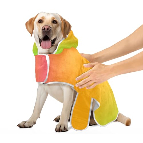 Hunde-Bademantel mit buntem Farbverlauf, super saugfähig, schnell trocknend, maschinenwaschbar, Größe M von CHIFIGNO