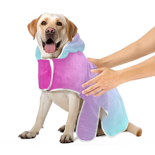 Hunde-Trockenmantel, lila und blau, Ombré-Stil, super saugfähig, schnell trocknend, Katzenhandtuch, verstellbarer Kragen und Taille, Größe M Hunde-Trockenmantel, lila und blau, Ombré-Stil, super saugfähig, schnell trocknend, Katzenhandtuch, verstellbarer Kragen und Taille, Größe M von CHIFIGNO