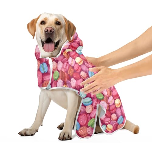 Hunde-Trockenmantel Rosa Macarons Hundebadetuch Super saugfähig schnell trocknend Hund saugfähiges Handtuch verstellbares Halsband & Bauchgurt, M Hunde-Trockenmantel Rosa Macarons Hundebadetuch Super saugfähig schnell trocknend Hund saugfähiges Handtuch verstellbares Halsband & Bauchgurt, M von CHIFIGNO