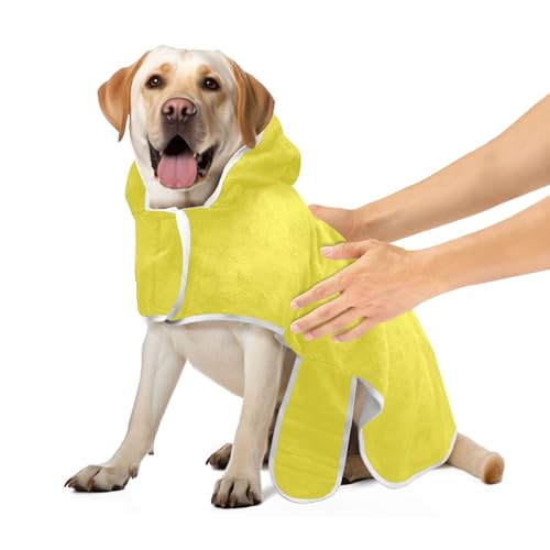 Hundebademäntel Mimosa Hundebadetücher saugfähig schnell trocknend Haustier Hund Katze Bademantel Handtuch mit magischem Aufkleber Halsband, M von CHIFIGNO