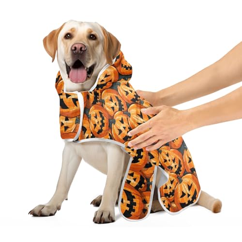 Hundebademäntel für nach dem Bad, Halloween, lustige Kürbisse, orange, Hundebadetücher, leicht, schnell trocknend, Haustier-Hundehandtücher, verstellbarer Kragen und Bauchgurt, M Hundebademäntel für nach dem Bad, Halloween, lustige Kürbisse, orange, Hundebadetücher, leicht, schnell trocknend, Haustier-Hundehandtücher, verstellbarer Kragen und Bauchgurt, M von CHIFIGNO