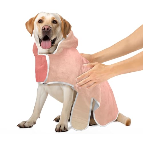Hundebademäntel für nach dem Bad, rosa Farbverlauf, Hundebadetücher, leicht, schnell trocknend, saugfähiges Handtuch mit magischem Aufkleberhalsband, Größe S von CHIFIGNO
