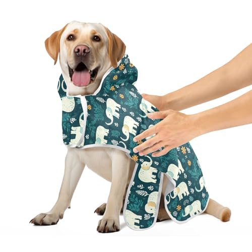 Hundebademantel, niedliche Elefanten und Blumen, Hundebadetuch, saugfähig, schnell trocknend, Haustier-Hundehandtücher, verstellbarer Kragen und Taille, S Hundebademantel, niedliche Elefanten und Blumen, Hundebadetuch, saugfähig, schnell trocknend, Haustier-Hundehandtücher, verstellbarer Kragen und Taille, S von CHIFIGNO