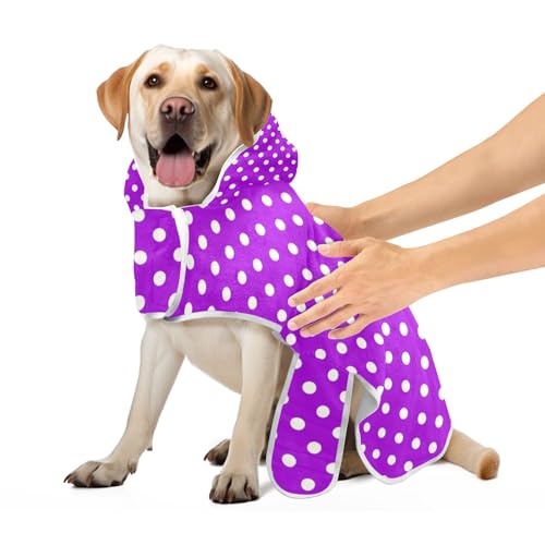 Hundebademantel, super saugfähig, verstellbar, Kragen und Taille, schnell trocknend, Größe S, Lila mit Punkten Hundebademantel, super saugfähig, verstellbar, Kragen und Taille, schnell trocknend, Größe S, Lila mit Punkten von CHIFIGNO