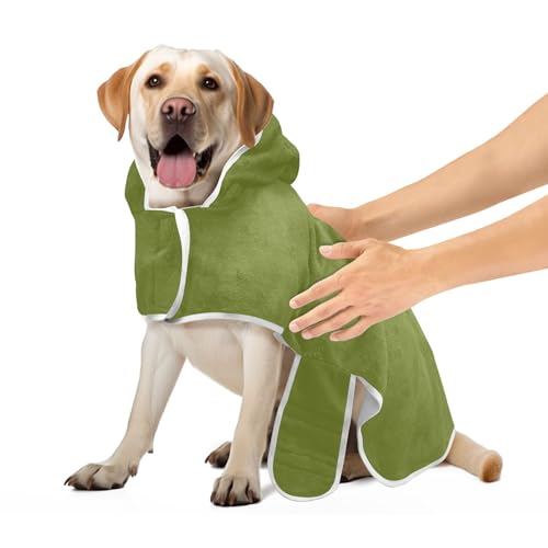 Hundebademantel Moosgrün Hund Trocknen Robe Saugfähig Schnell Trocknend Hund Baden Liefert Niedlich, M von CHIFIGNO