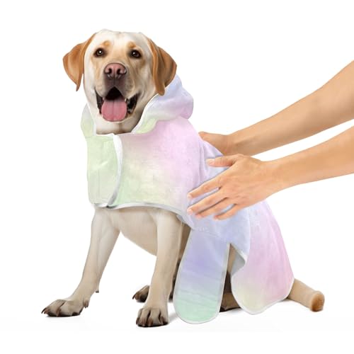 Hundebademantel mit Farbverlauf, saugfähig, schnell trocknend, Hundebadetuch, verstellbarer Kragen und Bauchgurt, Hundehandtuch, Größe S von CHIFIGNO