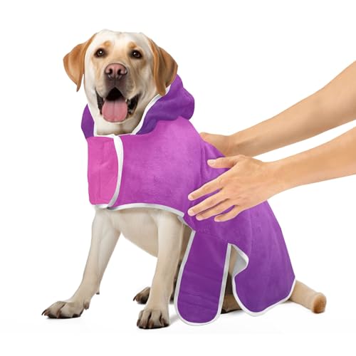 Hundemantel, Farbverlauf, violett, saugfähig, schnell trocknend, Haustier-Hundehandtücher, verstellbarer Kragen und Taille, S von CHIFIGNO