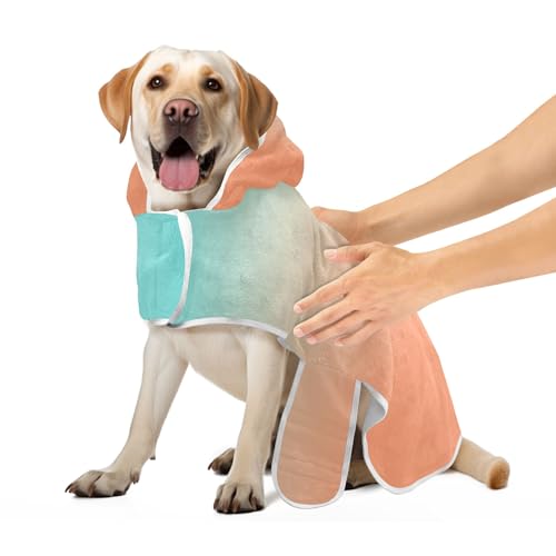 Hundemantel, Orange / Grün, Farbverlauf, super saugfähig, schnell trocknend, maschinenwaschbar, Größe M Hundemantel, Orange / Grün, Farbverlauf, super saugfähig, schnell trocknend, maschinenwaschbar, Größe M von CHIFIGNO