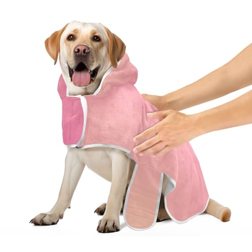 Hundemantel, rosa Farbverlauf, Hundehandtuch, super saugfähig, schnell trocknend, Hundebadzubehör mit magischem Aufkleberhalsband, Größe M von CHIFIGNO