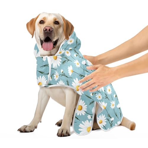 Hundemantel, weißes Gänseblümchen, Hundehandtuch, Bademantel, super saugfähig, schnell trocknend, Katzen-Badezubehör, niedlich, Größe M Hundemantel, weißes Gänseblümchen, Hundehandtuch, Bademantel, super saugfähig, schnell trocknend, Katzen-Badezubehör, niedlich, Größe M von CHIFIGNO