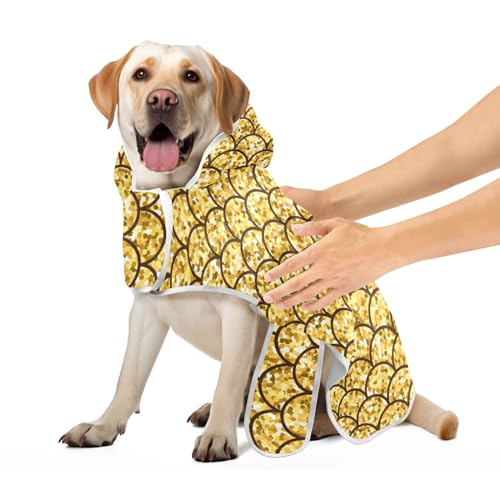 Hundemantel Gold Glitzer Meerjungfrau Schuppen Hundebademantel Handtuch Saugfähig Schnell Trocknend Schnell Trocknet Schnell Hundetasche Verstellbarer Kragen & Bauchgurt, S Hundemantel Gold Glitzer Meerjungfrau Schuppen Hundebademantel Handtuch Saugfähig Schnell Trocknend Schnell Trocknet Schnell Hundetasche Verstellbarer Kragen & Bauchgurt, S von CHIFIGNO