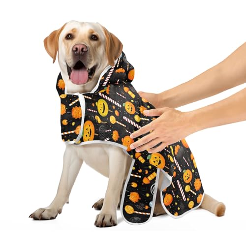 Hundemantel Halloween Kürbisse und Süßigkeiten Hundebadetuch Saugfähig Schnell Trocknend Hundebademantel zum Trocknen von Hunden Niedlich, M Hundemantel Halloween Kürbisse und Süßigkeiten Hundebadetuch Saugfähig Schnell Trocknend Hundebademantel zum Trocknen von Hunden Niedlich, M von CHIFIGNO