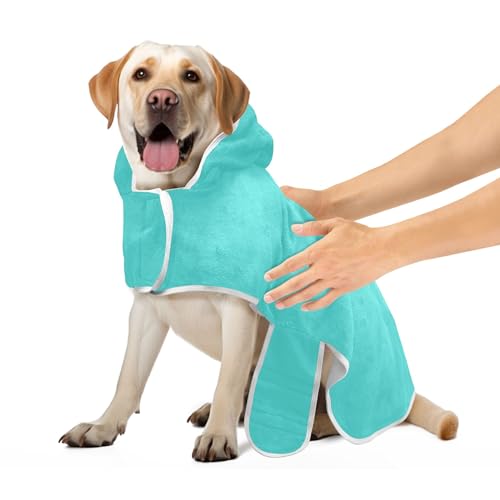 Hundemantel für Hunde nach dem Baden, leicht, verstellbares Halsband und Taille, schnell trocknend, Größe S, Türkis Hundemantel für Hunde nach dem Baden, leicht, verstellbares Halsband und Taille, schnell trocknend, Größe S, Türkis von CHIFIGNO