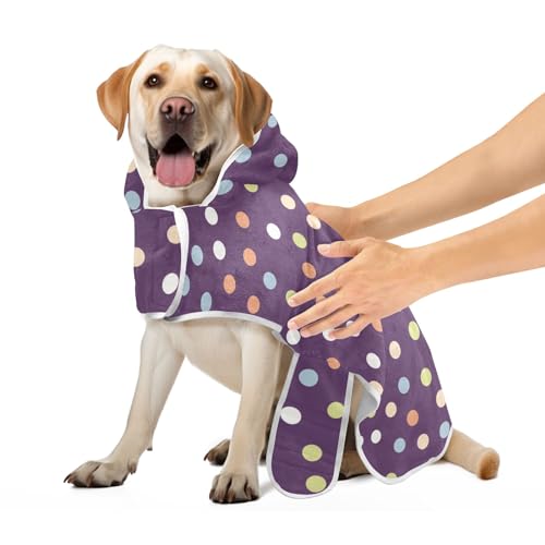 Hundemantel für nach dem Bad, bunte gepunktete Hundehandtuch, Bademantel, super saugfähig, schnell trocknend, schnell trocknend, schnell trocknend, mit magischem Aufkleberhalsband, Größe S Hundemantel für nach dem Bad, bunte gepunktete Hundehandtuch, Bademantel, super saugfähig, schnell trocknend, schnell trocknend, schnell trocknend, mit magischem Aufkleberhalsband, Größe S von CHIFIGNO