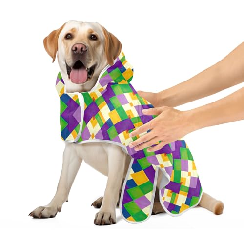 Mardi Gras Rautenmuster Bademantel für Hunde und Katzen, saugfähiges Hundebadetuch, verstellbarer Kragen & Taille, schnell trocknend, Haustierbedarf für Katzen Hunde, M Mardi Gras Rautenmuster Bademantel für Hunde und Katzen, saugfähiges Hundebadetuch, verstellbarer Kragen & Taille, schnell trocknend, Haustierbedarf für Katzen Hunde, M von CHIFIGNO