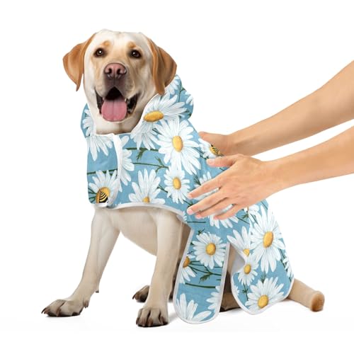 Niedliche Bienen weiße Gänseblümchen Blumen Hundemantel maschinenwaschbar Badetuch Robe Super saugfähig schnell trocknend Hundehandtuch Wrap, S Niedliche Bienen weiße Gänseblümchen Blumen Hundemantel maschinenwaschbar Badetuch Robe Super saugfähig schnell trocknend Hundehandtuch Wrap, S von CHIFIGNO