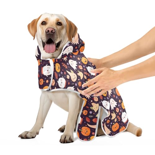 Niedliche Halloween Cartoon Kürbisse Leichte Hund Robe Hund Kleidung Maschine Waschbar Schnell Trocknen Hund Bad Liefert, M von CHIFIGNO