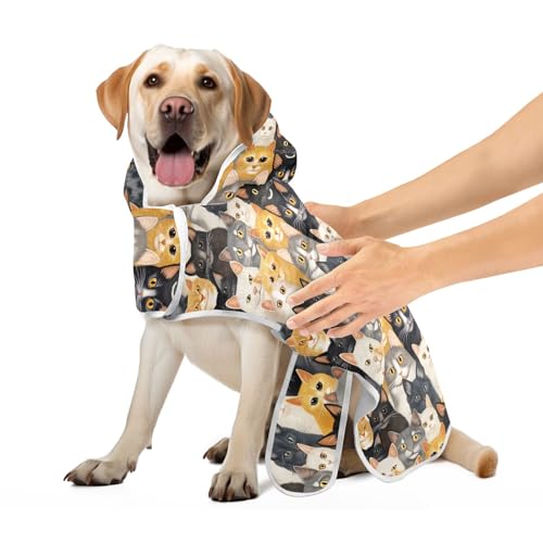 Niedliche Katzen Robe für Haustiere mit Magie Aufkleber Kragen Hund Trocknen Robe Saugfähig Schnell Trocknen Hund Baden Zubehör, M Niedliche Katzen Robe für Haustiere mit Magie Aufkleber Kragen Hund Trocknen Robe Saugfähig Schnell Trocknen Hund Baden Zubehör, M von CHIFIGNO