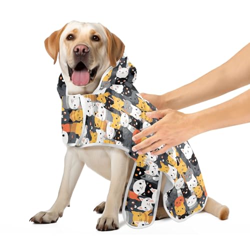 Niedliche lustige Katzen Hundebademäntel verstellbares Halsband & Bauchgurt Hundehandtuch Robe saugfähig schnell trocknend Hundehandtuch Wrap, M Niedliche lustige Katzen Hundebademäntel verstellbares Halsband & Bauchgurt Hundehandtuch Robe saugfähig schnell trocknend Hundehandtuch Wrap, M von CHIFIGNO