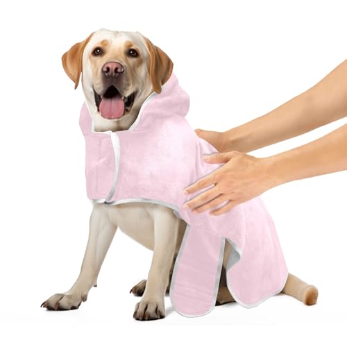 Niedlicher rosa Hundebademantel Leichte Schnell Trocknende Hund Trocknen Robe Verstellbare Kragen & Bauchgurt Hund Bad Zubehör, S von CHIFIGNO