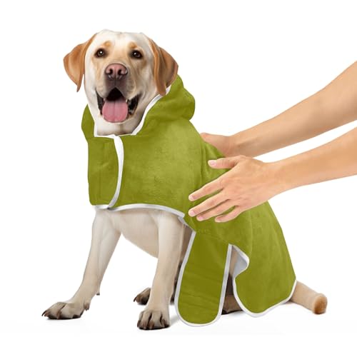 Olive Robe for Pets Lightweight Quick Drying Dog Towel Machine Washable Pet Dog Towels, S von CHIFIGNO