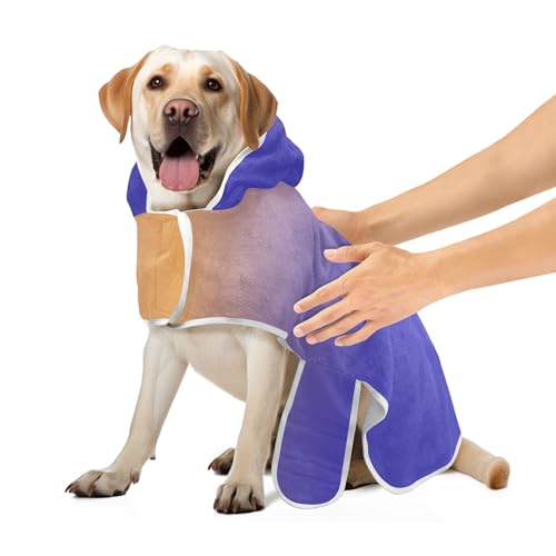 Orange Lila Gradient Absorbent Dog Robes Dog Bath Towel Adjustable Collar & Belly Strap Fast Drying Pet Dog Towels, S von CHIFIGNO