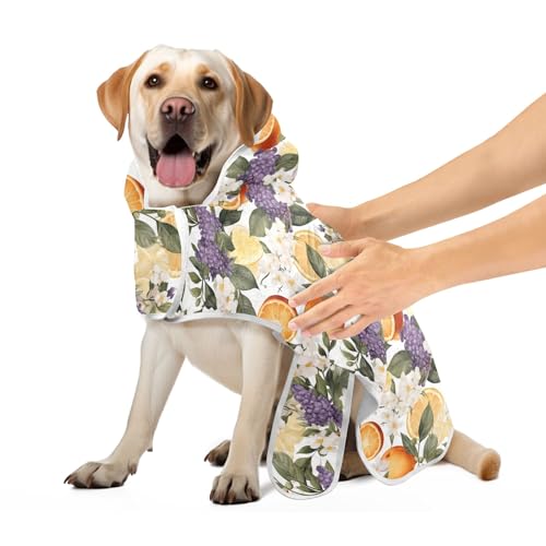 Orange Zitrus mit Blumen Hunderoben für Nach dem Bad Saugfähige Hundekleidung Weich Schnell Trocknend Haustier Hund Katze Bademantel Handtuch, S Orange Zitrus mit Blumen Hunderoben für Nach dem Bad Saugfähige Hundekleidung Weich Schnell Trocknend Haustier Hund Katze Bademantel Handtuch, S von CHIFIGNO