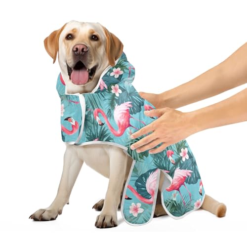 Palm Leaves Pink Flamingos Flowers Dog Bath Robe Lightweight Dog Drying Robe Machine Washable Quick Drying Cat Bathing Supplies, M Palm Leaves Pink Flamingos Flowers Dog Bath Robe Lightweight Dog Drying Robe Machine Washable Quick Drying Cat Bathing Supplies, M von CHIFIGNO