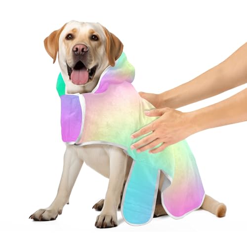Pastel Rainbow Blur Gradient Super Absorbent Dog Robes for After Bath Dog Drying Robe Adjustable Collar & Waist Quick Drying Dog Bath Accessories, S von CHIFIGNO