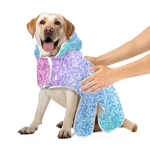 Purple Teal Aqua Glitter Hundebademäntel für nach dem Bad, weicher Hundebademantel, Handtuch, super saugfähig, schnell trocknend, Hundebademantel zum Trocknen von Hunden, S Purple Teal Aqua Glitter Hundebademäntel für nach dem Bad, weicher Hundebademantel, Handtuch, super saugfähig, schnell trocknend, Hundebademantel zum Trocknen von Hunden, S von CHIFIGNO