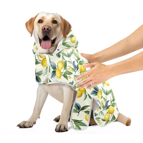Robe for Pets Vintage Lemon Green Leaves Dog Drying Robe Absorbent Quick Drying Dog Bath Supplies Soft, M Robe for Pets Vintage Lemon Green Leaves Dog Drying Robe Absorbent Quick Drying Dog Bath Supplies Soft, M von CHIFIGNO