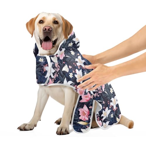 Robe for Pets White Pink Blue Flowers Dog Bath Towels Absorbent Fast Drying Cat Towel Wrap Cute, M Robe for Pets White Pink Blue Flowers Dog Bath Towels Absorbent Fast Drying Cat Towel Wrap Cute, M von CHIFIGNO