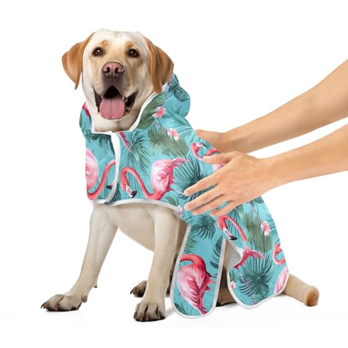 Rosa Flamingos Blumen Palmenblätter Hundemantel Saugfähig Schnell Trocknend Hund Strandtuch Verstellbarer Kragen & Taille Haustier Hund Katze Bademantel Handtuch, M Rosa Flamingos Blumen Palmenblätter Hundemantel Saugfähig Schnell Trocknend Hund Strandtuch Verstellbarer Kragen & Taille Haustier Hund Katze Bademantel Handtuch, M von CHIFIGNO
