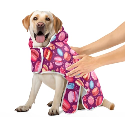 Rosa Macarons und Herzen Leichter Hundebademantel Hundebadetücher mit magischem Aufkleber Halsband Schnell trocknend Haustier Hund Katze Bademantel Handtuch, S Rosa Macarons und Herzen Leichter Hundebademantel Hundebadetücher mit magischem Aufkleber Halsband Schnell trocknend Haustier Hund Katze Bademantel Handtuch, S von CHIFIGNO