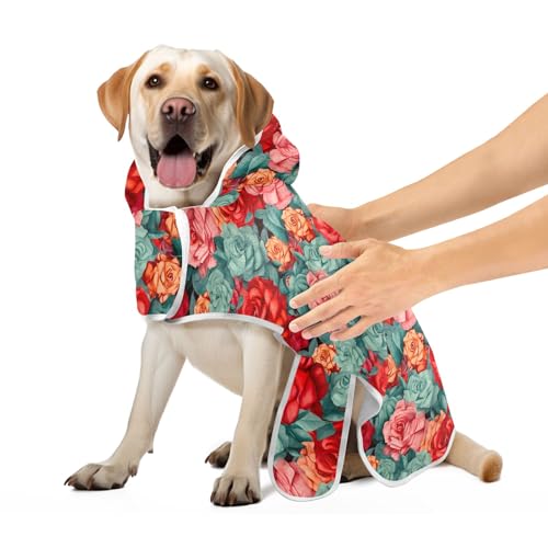 Rosa Rot Türkis Rosen Hund Bademantel Weiches Hund Strandtuch Super Saugfähig Schnell Trocknend Katze Baden Zubehör, M Rosa Rot Türkis Rosen Hund Bademantel Weiches Hund Strandtuch Super Saugfähig Schnell Trocknend Katze Baden Zubehör, M von CHIFIGNO