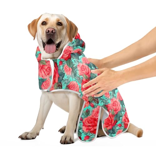 Rosa Rote Rosen Türkis Leichter Hundebademantel Hundebadetuch Niedlich Schnell Trocknende Hundehandtücher zum Trocknen von Hunden, M Rosa Rote Rosen Türkis Leichter Hundebademantel Hundebadetuch Niedlich Schnell Trocknende Hundehandtücher zum Trocknen von Hunden, M von CHIFIGNO
