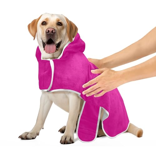 Ruby Robe for Pets with Magic Sticker Collar Dog Towel Super Absorbent Quick Drying Dog Bathing Supplies, S von CHIFIGNO