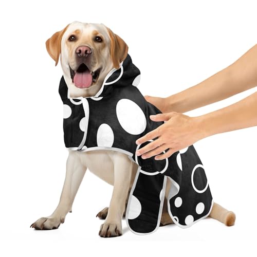 Schwarz Weiß Polka Dots Haustier Bademantel Niedlich Hund Handtuch Robe Leicht Schnell Trocknend Katze Handtücher Robe, S Schwarz Weiß Polka Dots Haustier Bademantel Niedlich Hund Handtuch Robe Leicht Schnell Trocknend Katze Handtücher Robe, S von CHIFIGNO