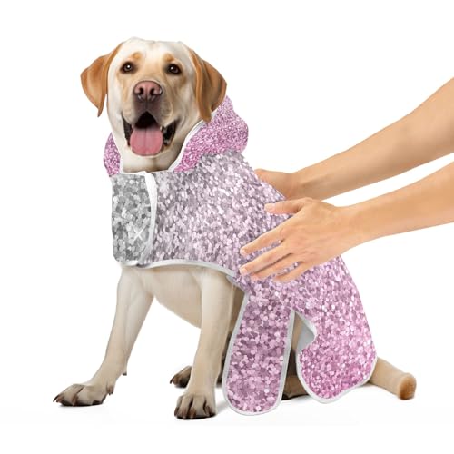 Silberrosa Glitzer Hundemäntel für Nach dem Bad, super saugfähiges Hundehandtuch, Robe, verstellbarer Kragen und Taille, schnell trocknend, Hundebadezubehör, M Silberrosa Glitzer Hundemäntel für Nach dem Bad, super saugfähiges Hundehandtuch, Robe, verstellbarer Kragen und Taille, schnell trocknend, Hundebadezubehör, M von CHIFIGNO